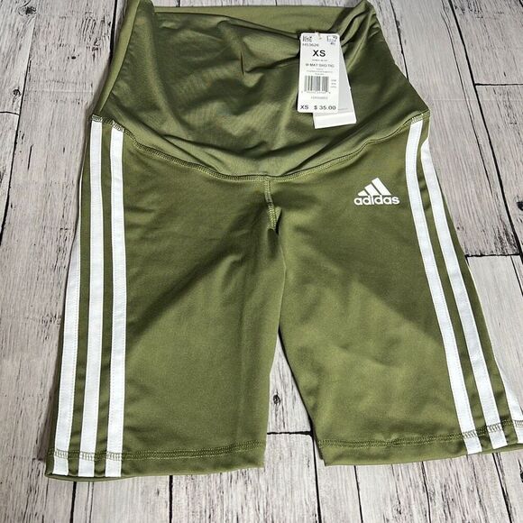 Adidas Women's Maternity Aeroready High Rise Athletic Workout Green Shorts Sz XS - Picture 1 of 12